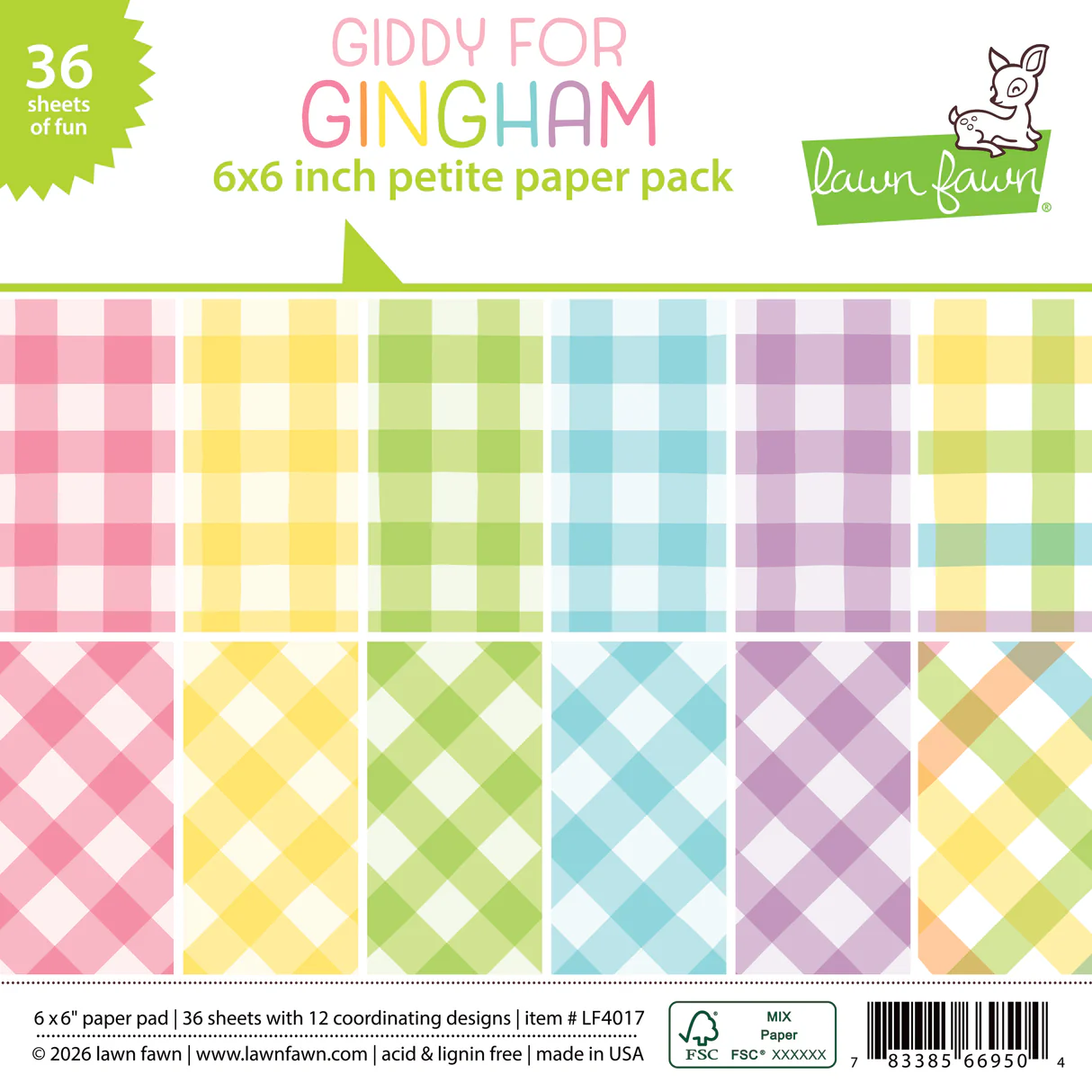 Lawn Fawn - Giddy For Gingham - 6x6 Petite Paper Pack