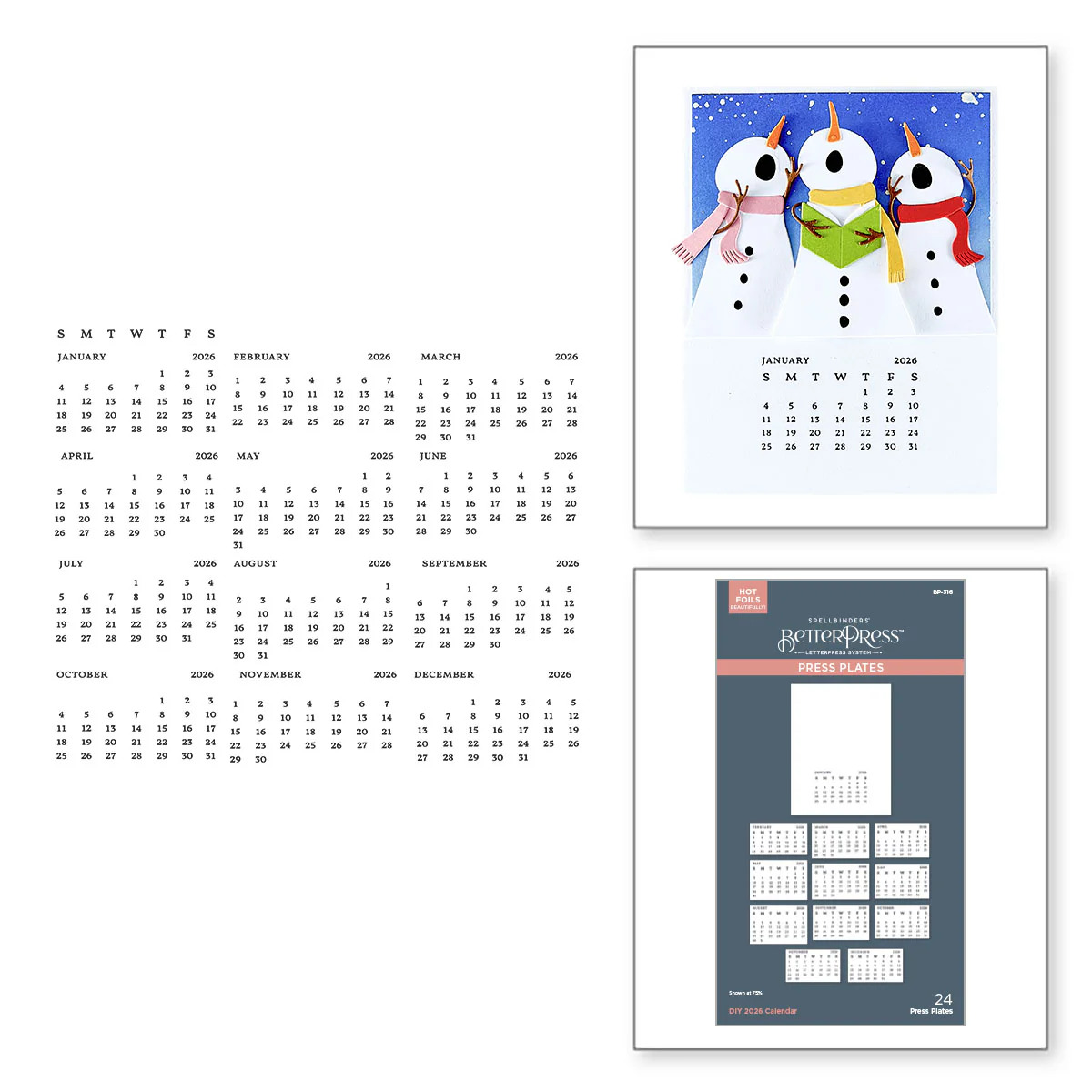 Spellbinders - BetterPress - DIY 2026 Calendar Press Plates