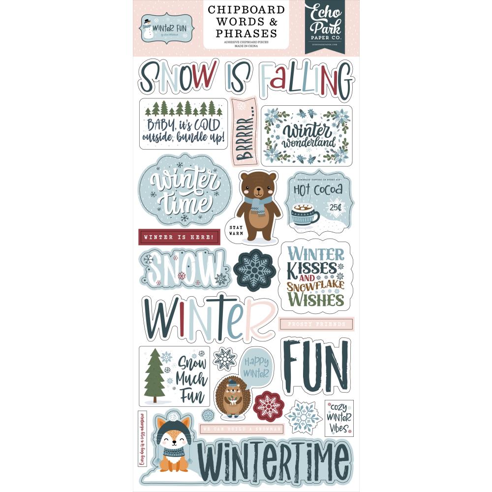 Echo Park - Winter Fun - Chipboard Words & Phrases