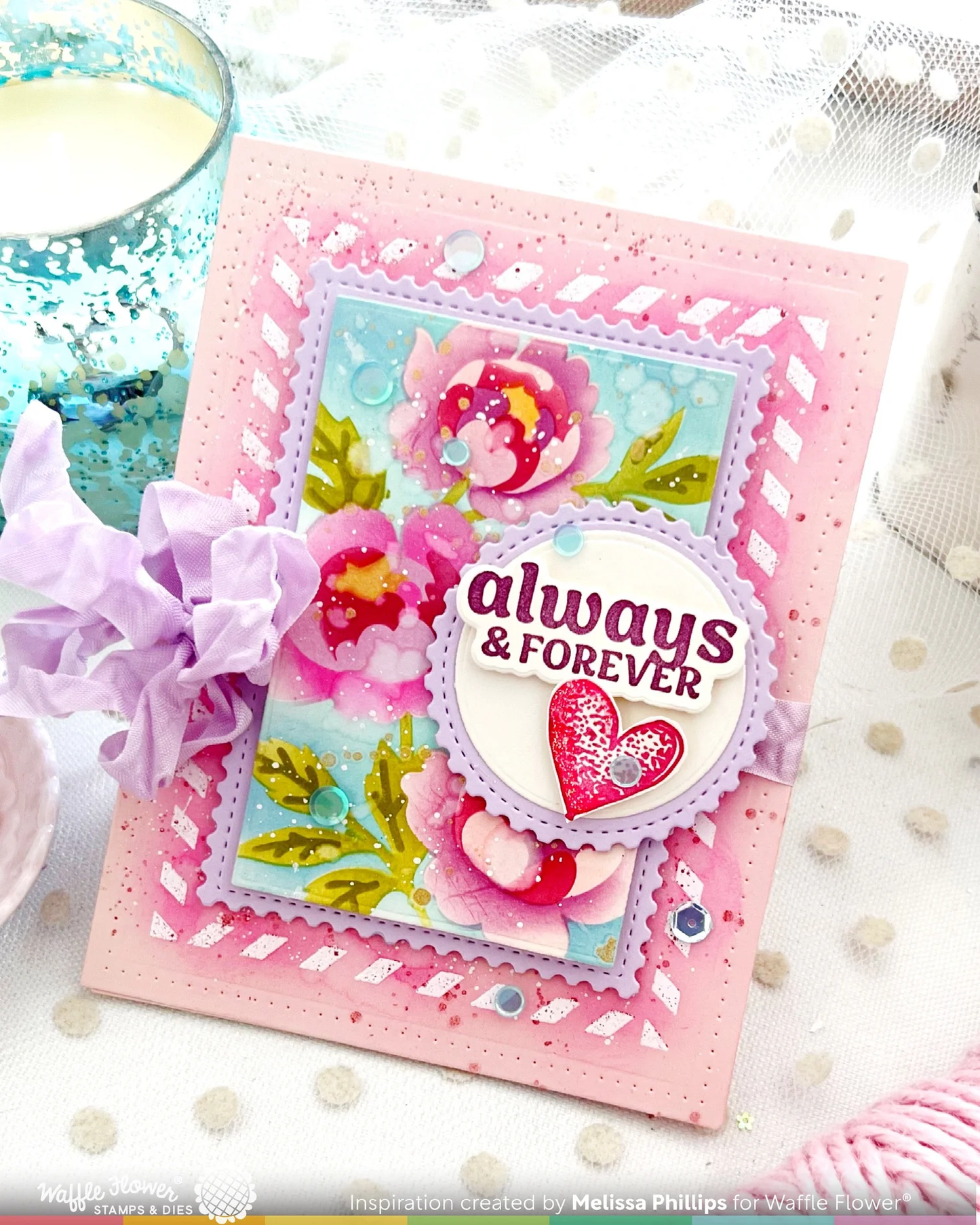 Waffle Flower - Nesting Postage Collage - Peony Stencil