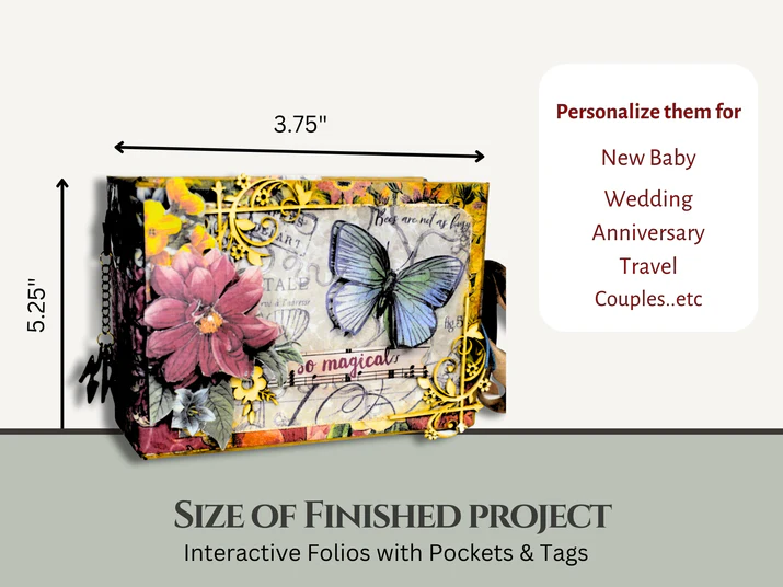 CrafTreat - Blank Precut Album Base - Pocket Tag: Black & Kraft