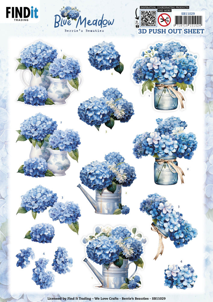 Find It Trading - Blue Meadow 3D Push Out Sheet - Vase