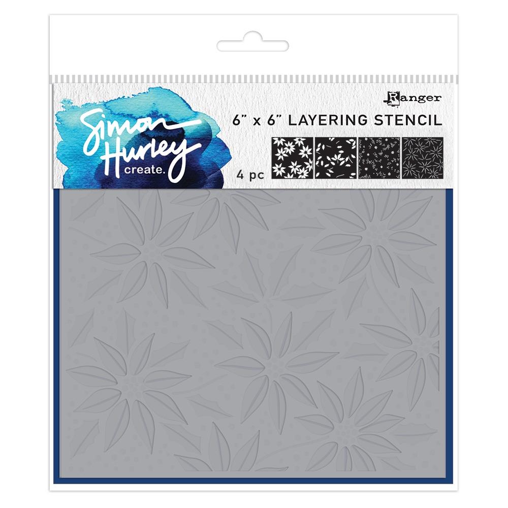 Simon Hurley - Layering Stencil - Festive Poinsettias