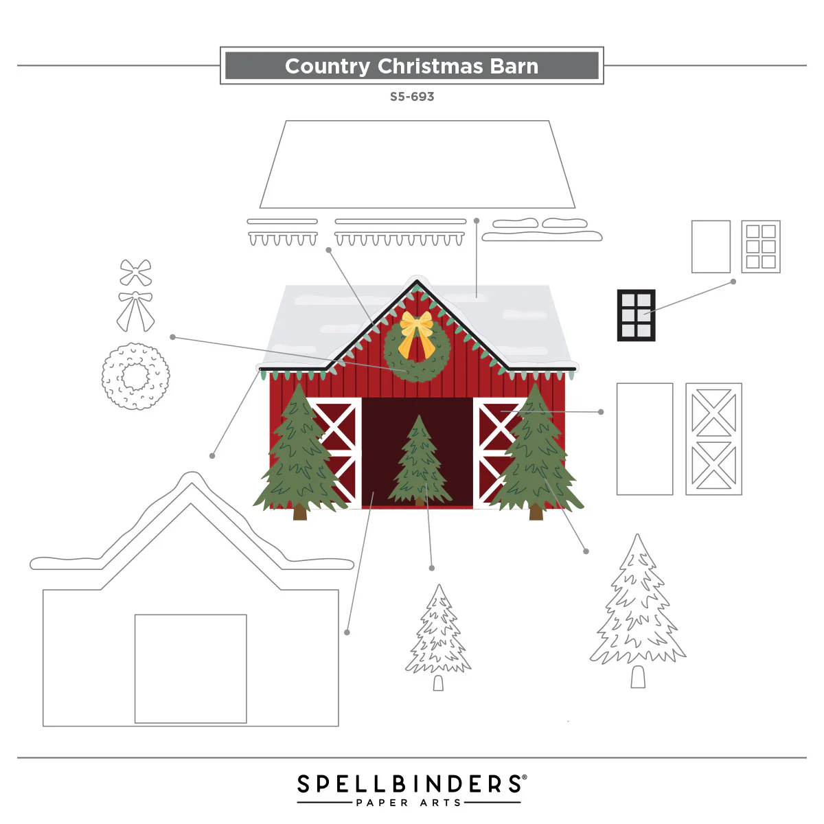 Spellbinders - Country Christmas Barn Die Set