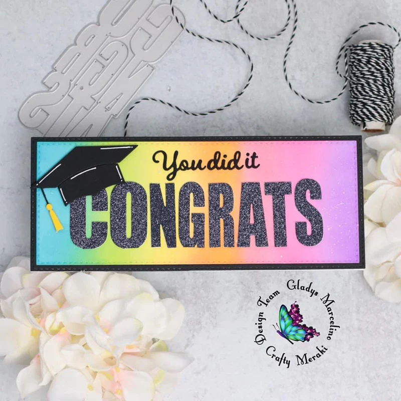 Crafty Meraki - Congrats Tag Slimline Die Set