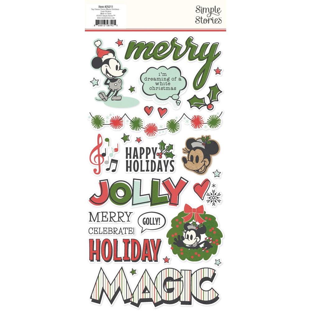 Simple Stories - Say Cheese Classic Mouse Christmas - Foam Stickers