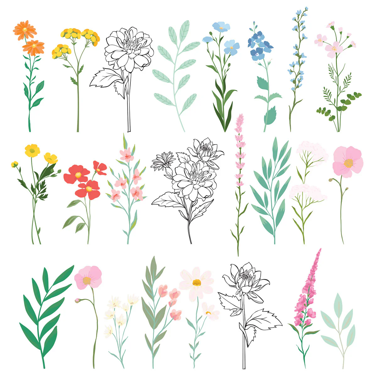 Rosie's Studio - Breakfast in Bed - Floral Die Cut Stickers