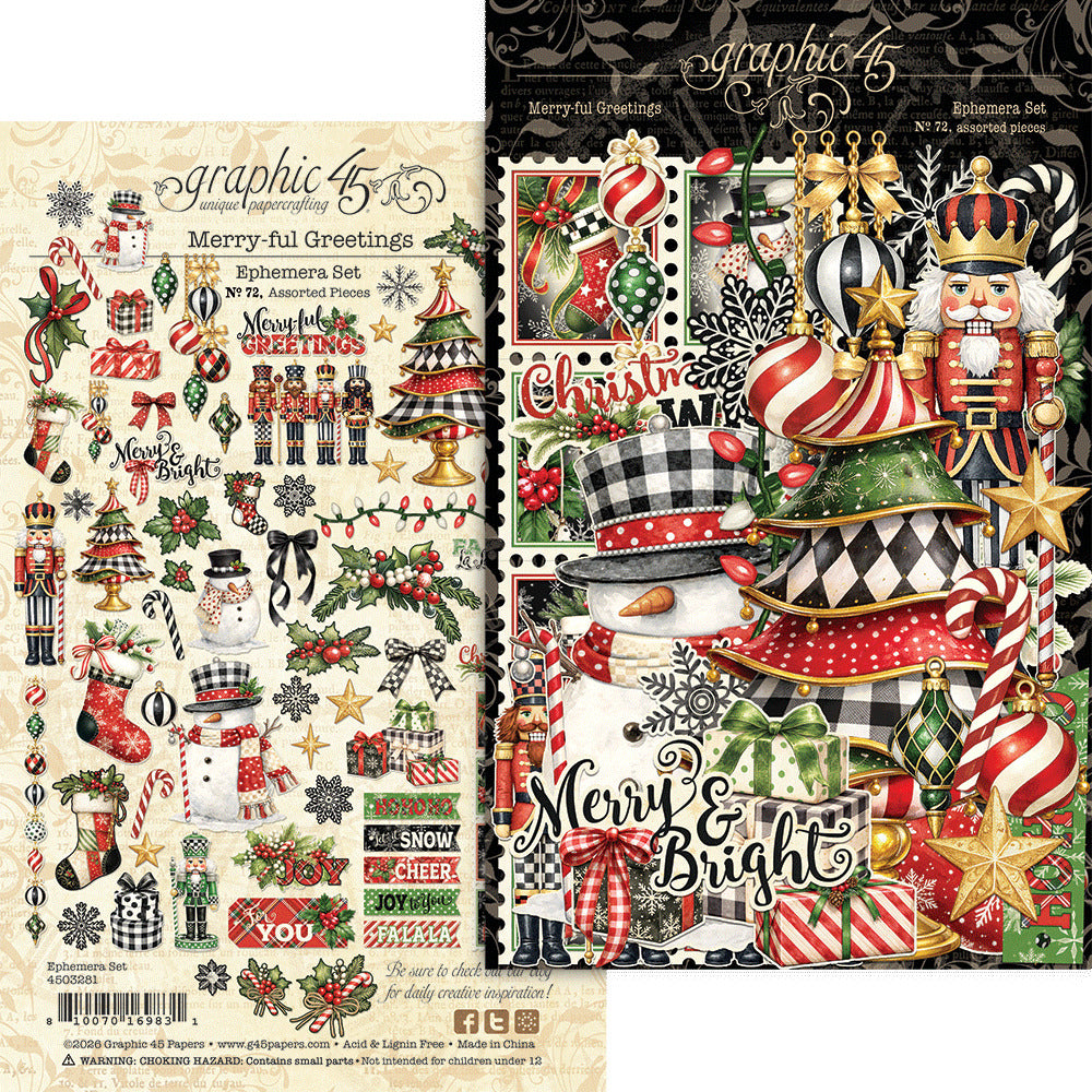 Graphic 45 - Merry-ful Greetings - Ephemera Set