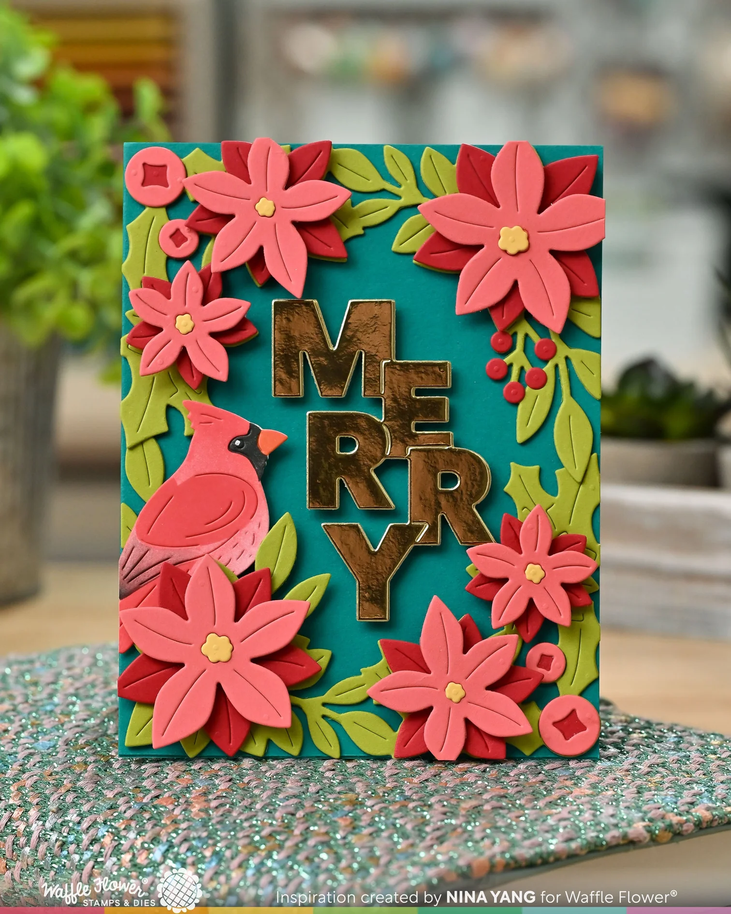 Waffle Flower - Overlapping Vertical Merry Word Die