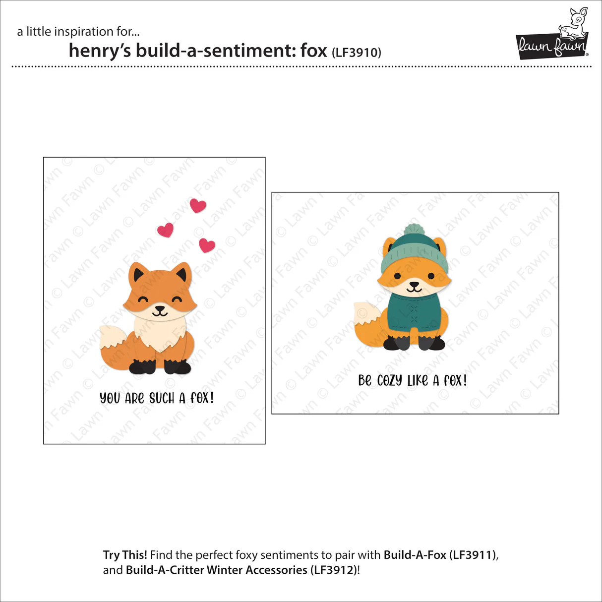 Lawn Fawn - Henry's Build-A-Sentiment: Fox Stamp Set