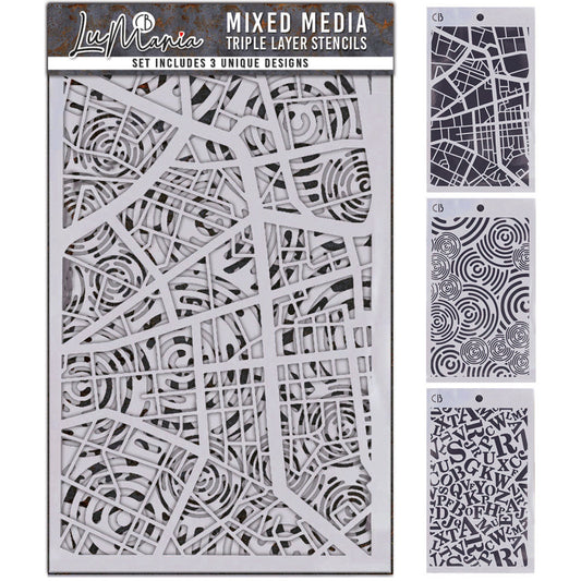 Ciao Bella - LuMania - Mixed Media Triple Layer Stencils - Set#6