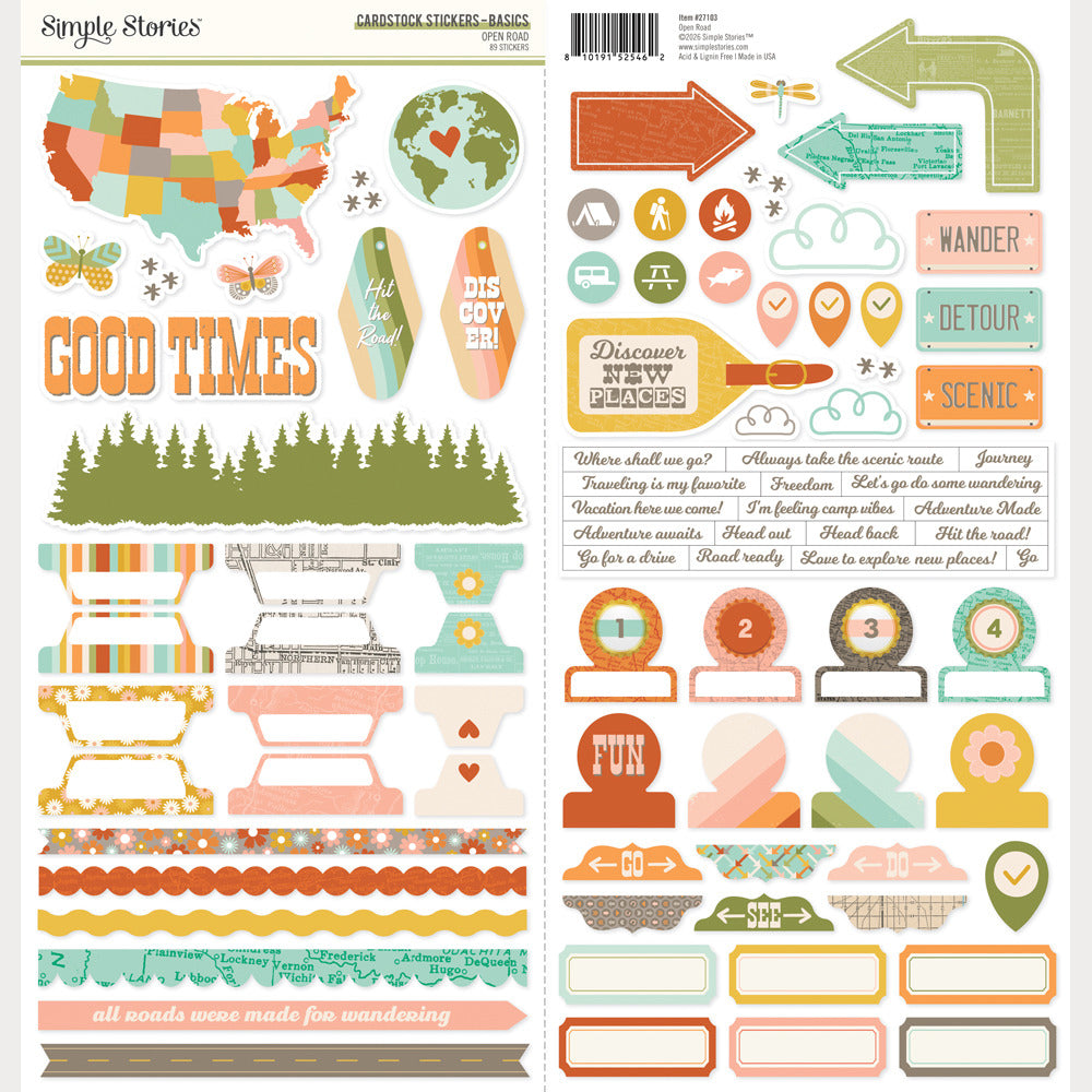Simple Stories - Open Road - Cardstock Stickers: Basics