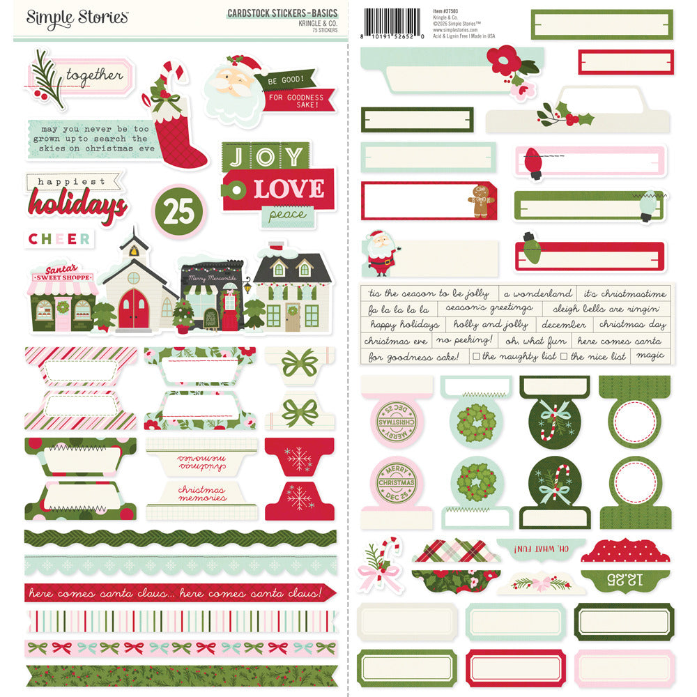 Simple Stories - Kringle & Co. - Cardstock Stickers - Basics