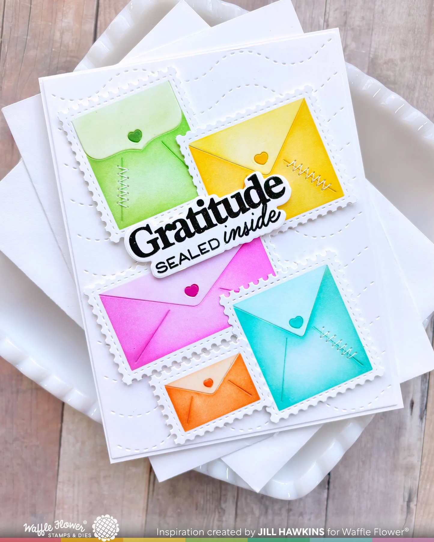 Waffle Flower - Postage Collage - Envelope Stencil