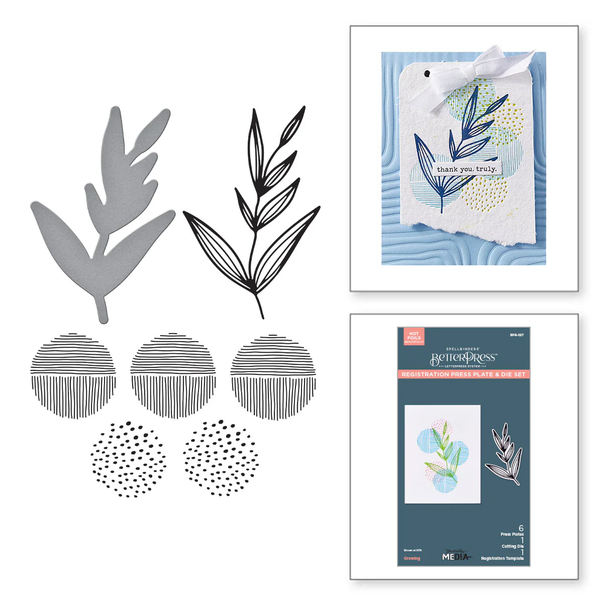 Spellbinders - BetterPress - Growing Press Plate & Die Bundle by Dina Wakley