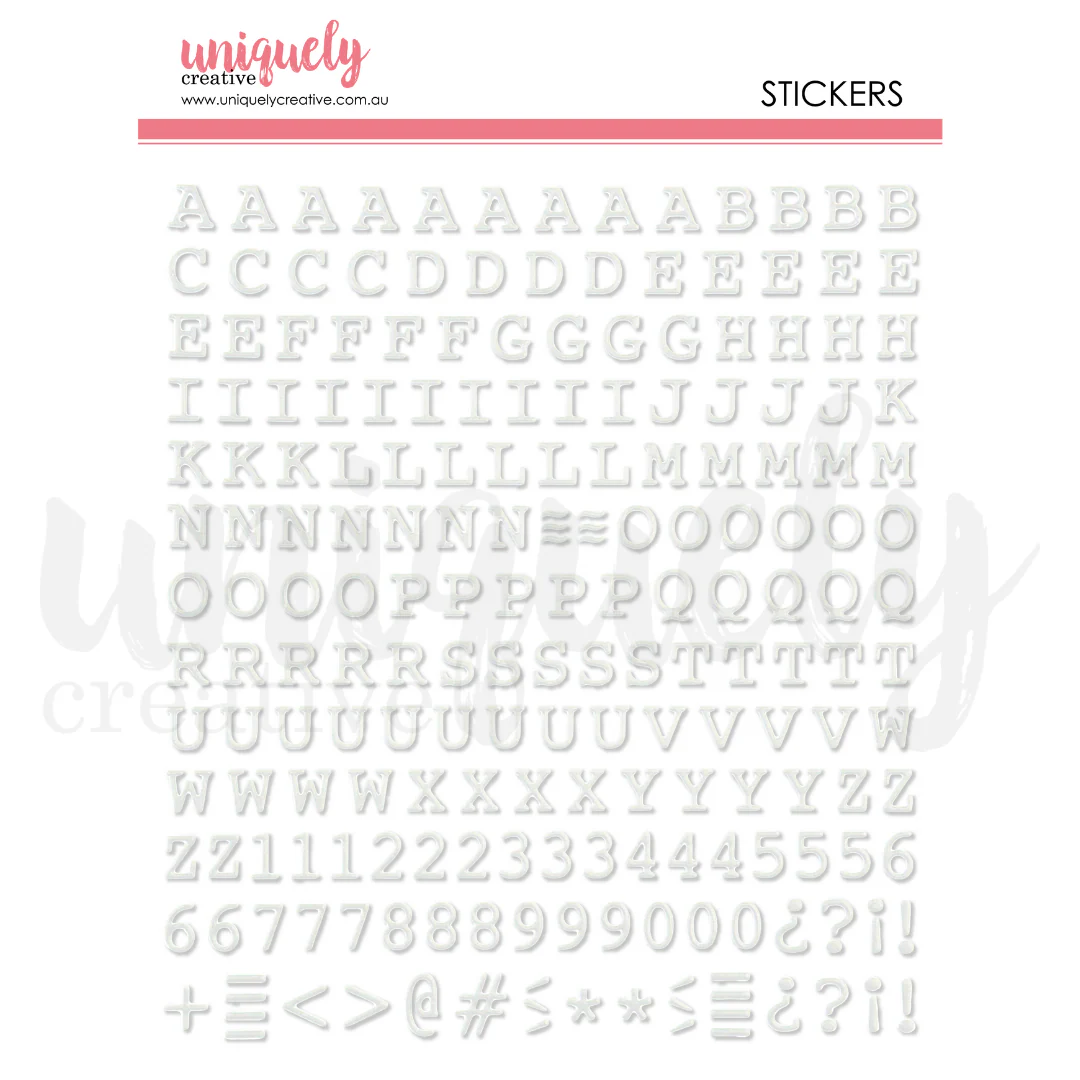 Uniquely Creative - Puffy Alpha Stickers - White