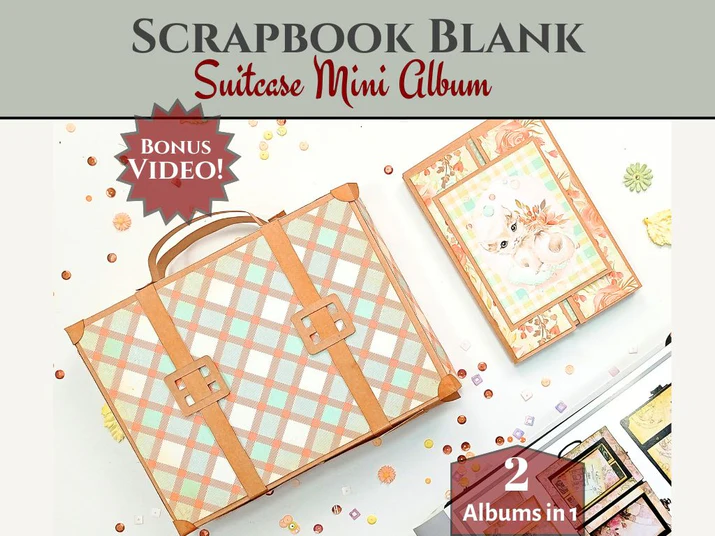 CrafTreat - Blank Precut Album Base - Accordion Suitcase: Black & Kraft