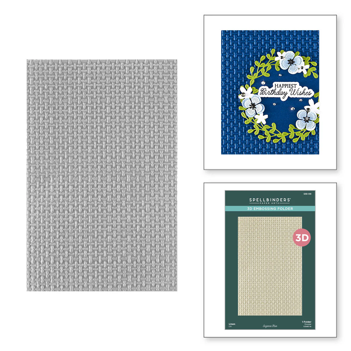 Spellbinders - 3D Embossing Folder - Linen