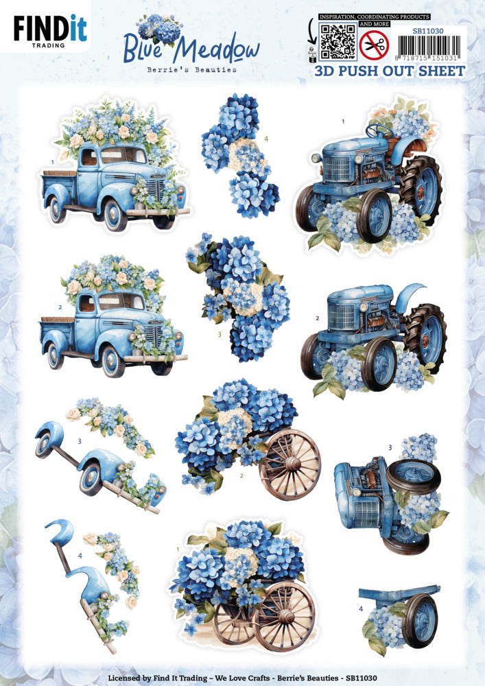Find It Trading - Blue Meadow 3D Push Out Sheet - Transport