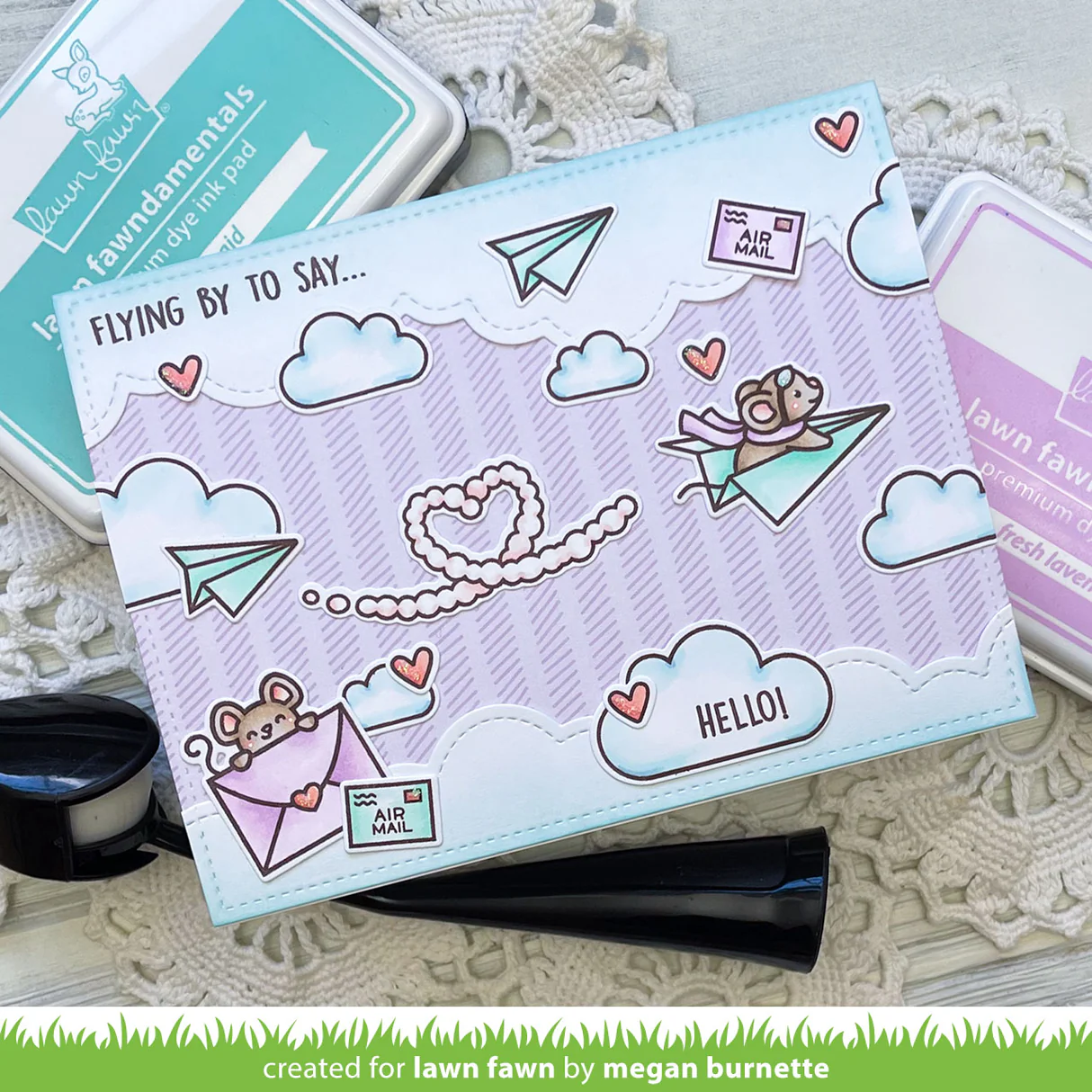 Lawn Fawn - Have A Mice Flight Stamp, Die & Stencil Bundle