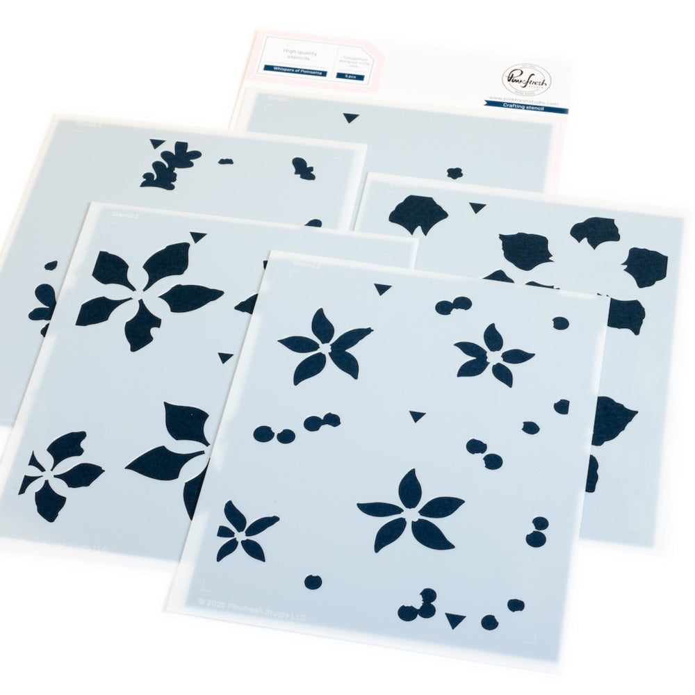 Pinkfresh - Whispers of Poinsettias Stencil & Die Bundle