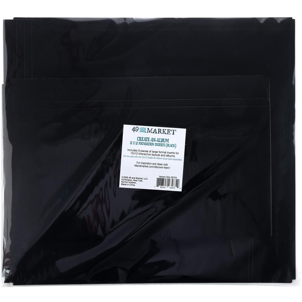 49 & Market - Create-An-Album Foundations Inserts - 12x12 Black