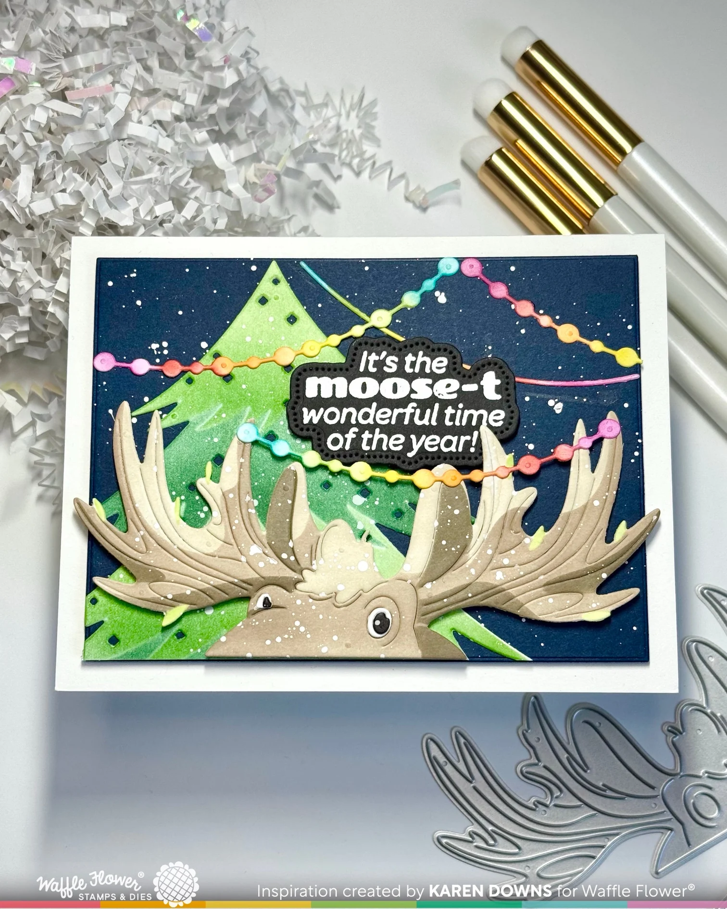 Waffle Flower - A-moose-ing Sentiments Stamp & Die Bundle