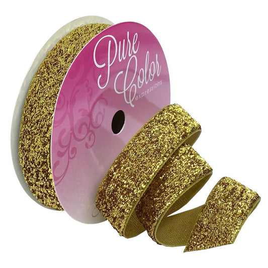 Morex - Velvet Glitter Ribbon - Gold