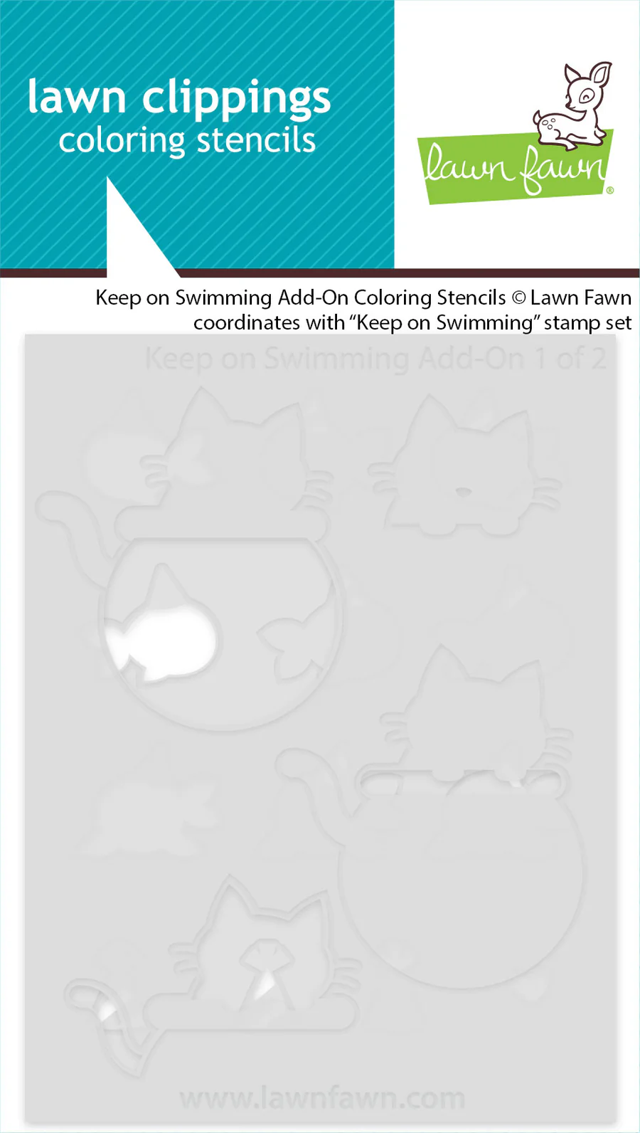Lawn Fawn - Keep On Swimming Add-On Stamp, Die & Stencil Bundle