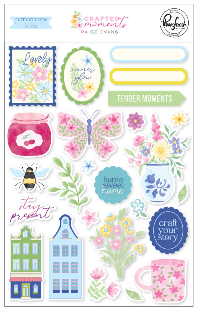 Pinkfresh - Crafted Moments - Puffy Stickers by Paige Evans