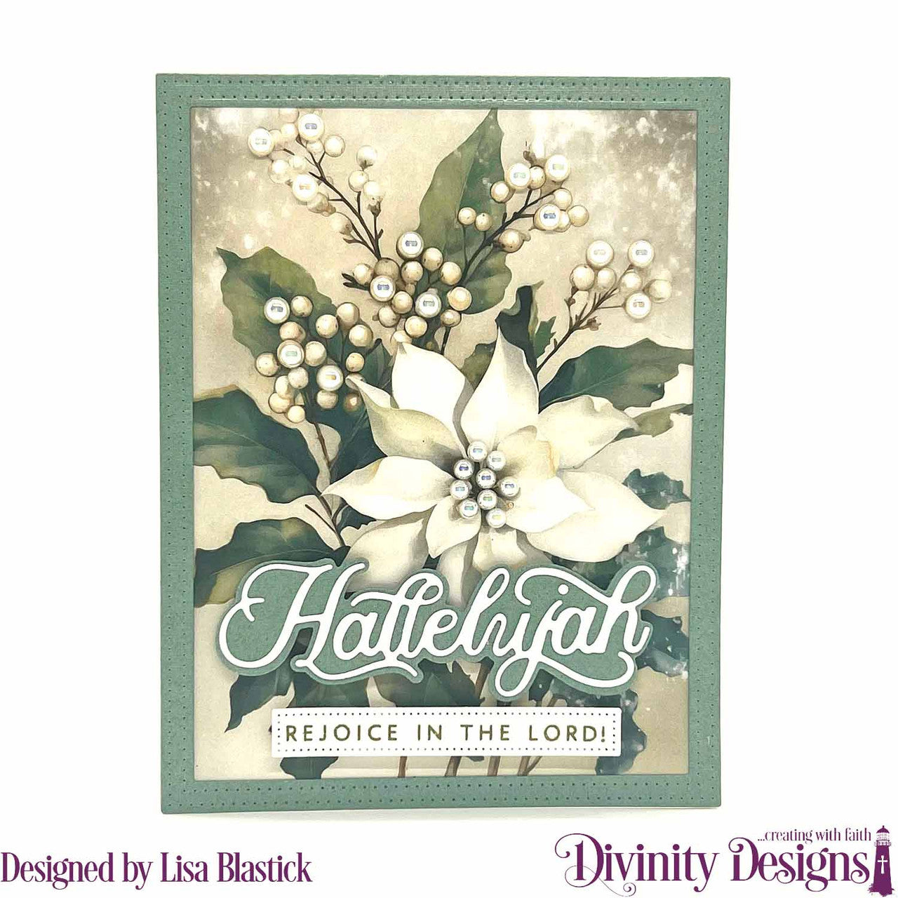 Divinity Designs - A2 Card Fronts - Winter White Poinsettias