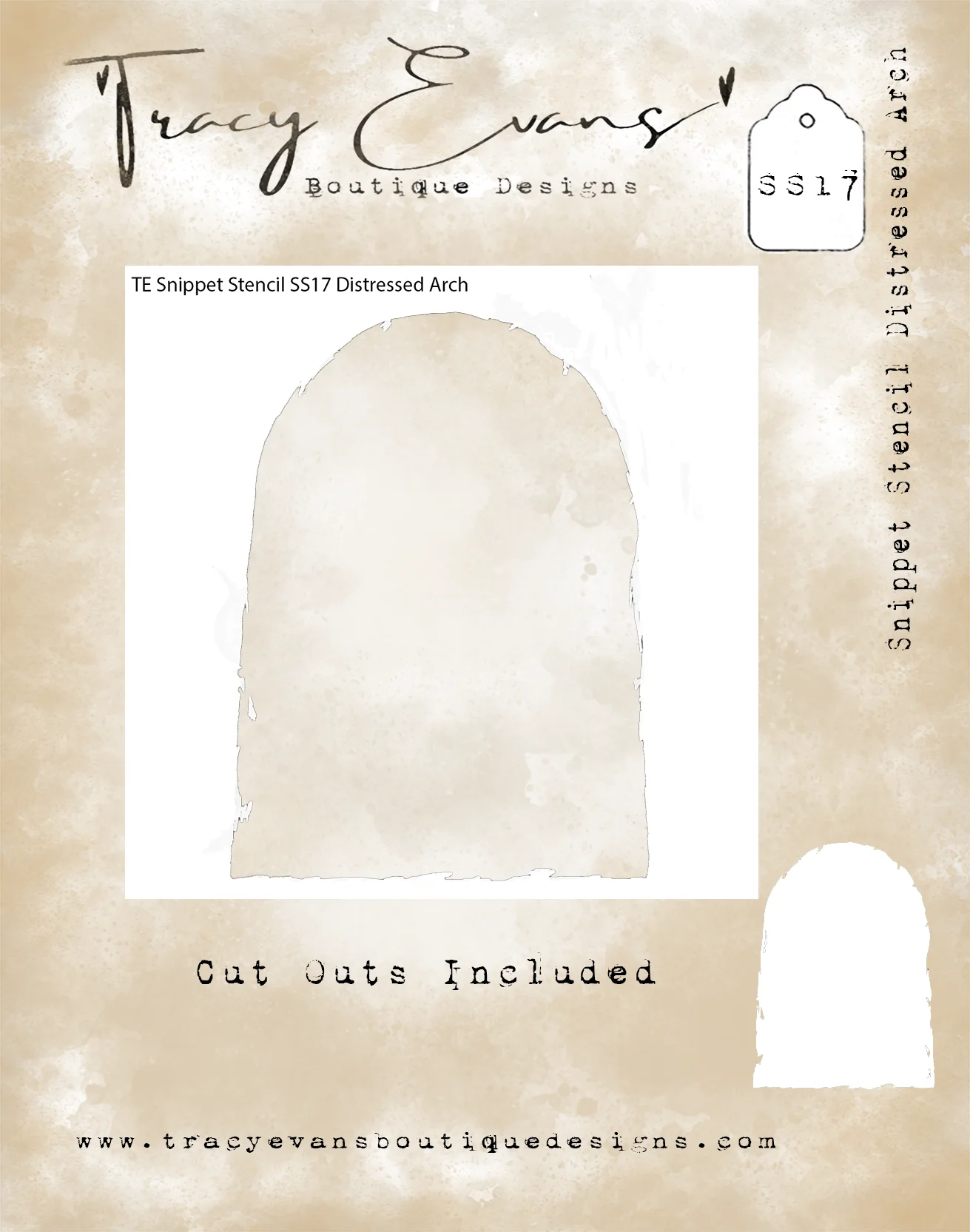 Tracy Evans - Snippet Stencil - Distressed Arch