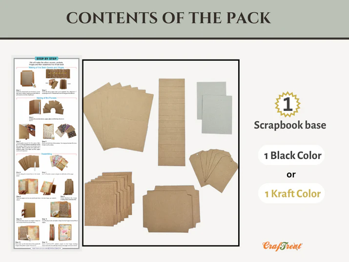 CrafTreat - Blank Precut Album Base - Accordion Hinge: Black