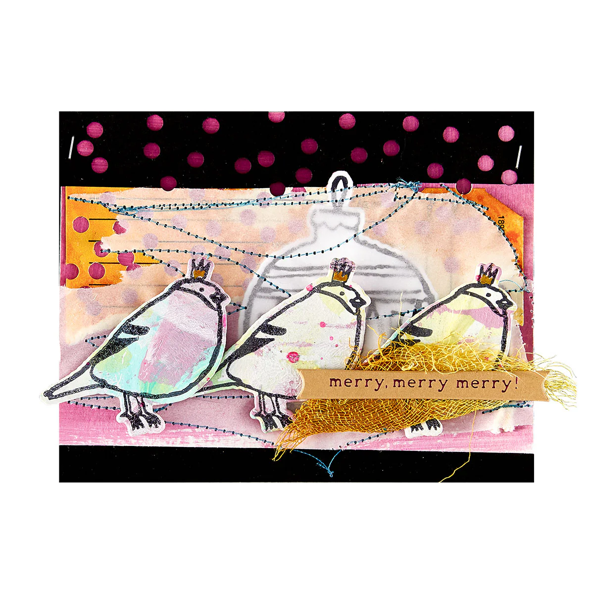 Spellbinders - BetterPress - Merry, Merry, Merry Bird Registration Press Plate & Die Bundle by Dina Wakley