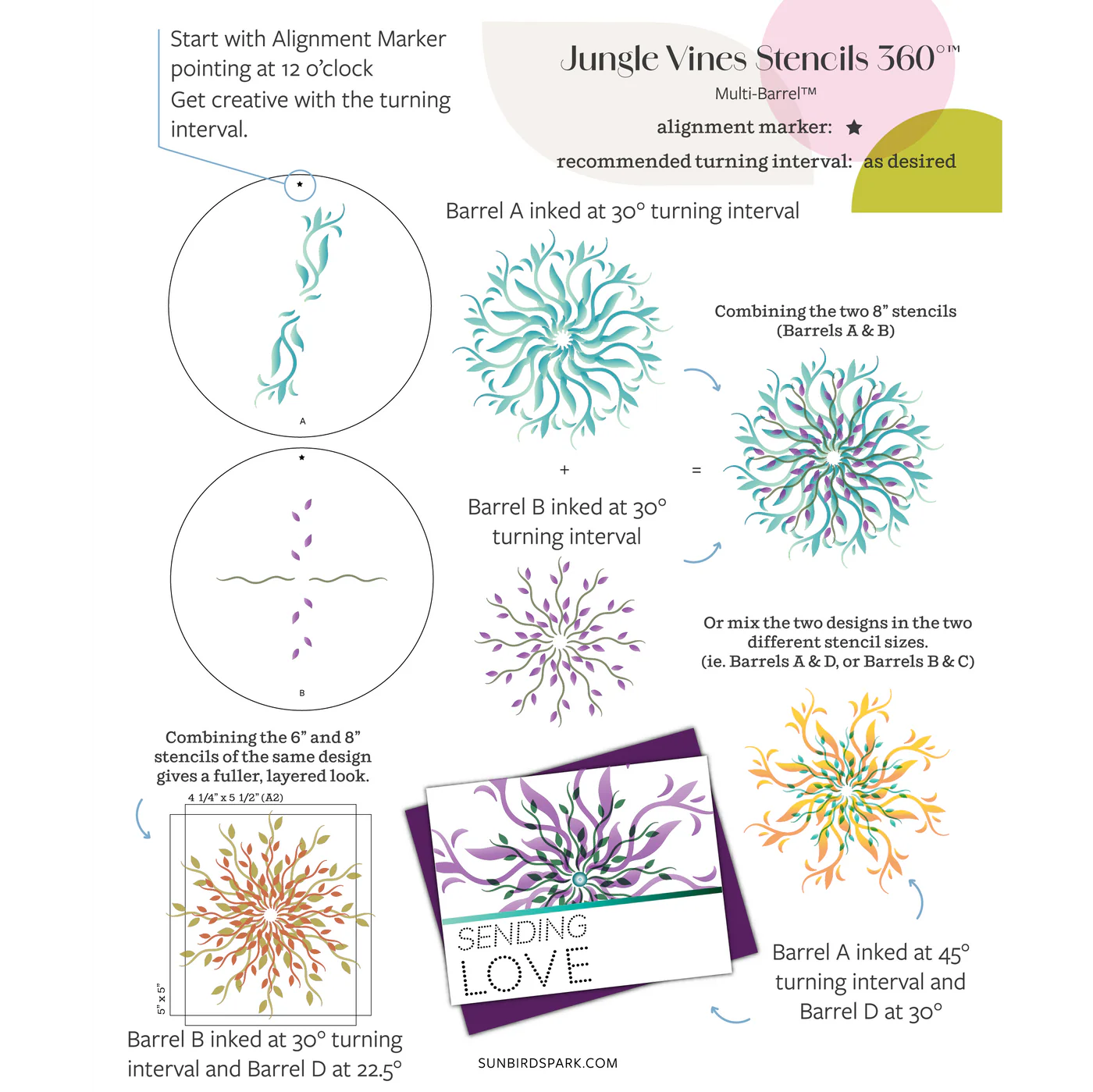 Sunbird Spark - Stencils 360 - Jungle Vines Stencil Set