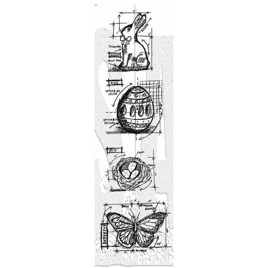 Tim Holtz - Easter Mini Blueprints Cling Stamp Set