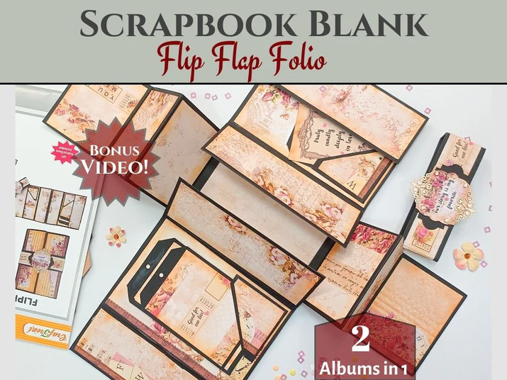 CrafTreat - Blank Precut Album Base - FlipFlap Gatefold: Black & Kraft