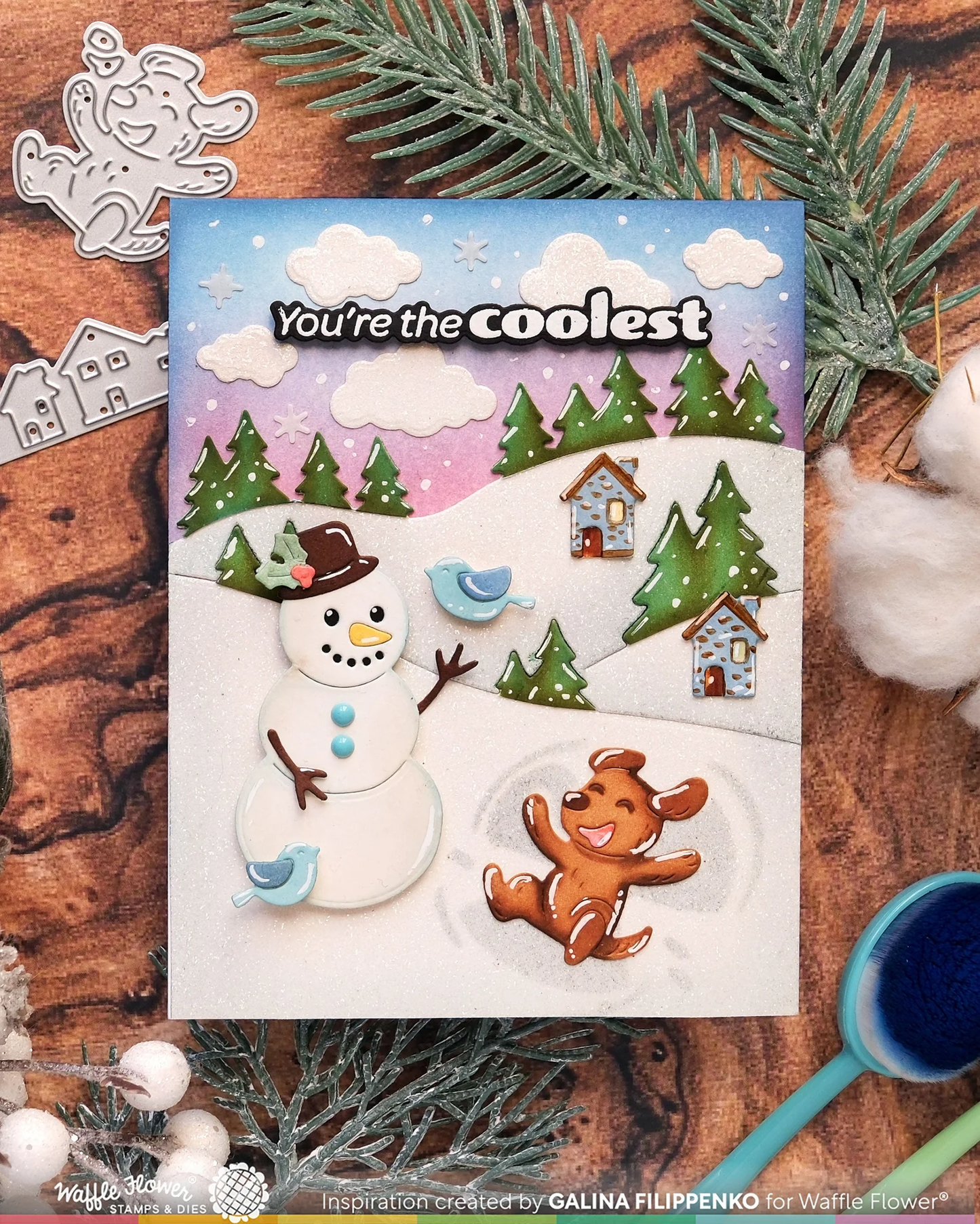 Waffle Flower - Pawder Day Sentiments Stamp & Die Bundle