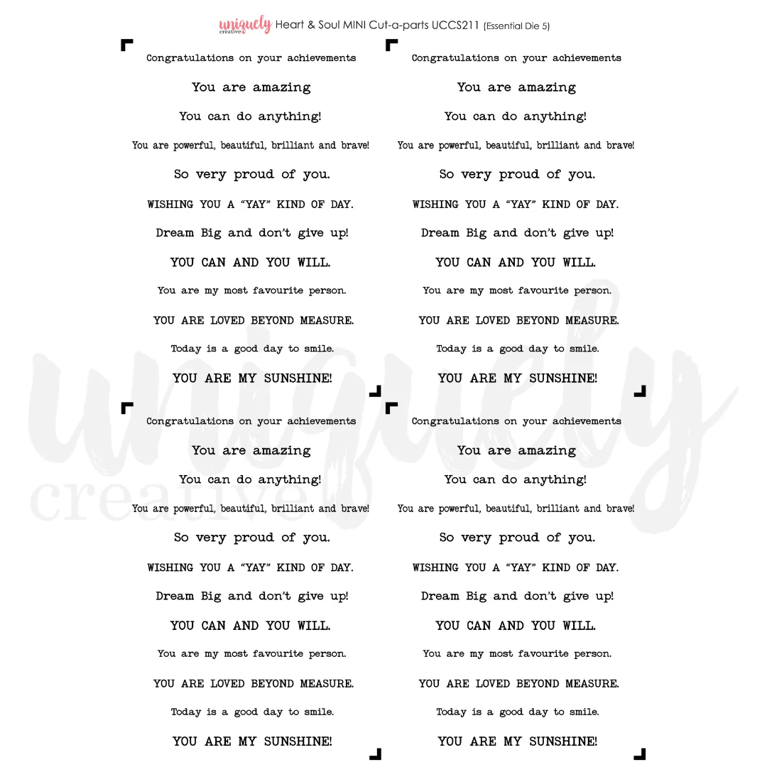 Uniquely Creative - Heart & Soul - Mini Cut-A-Part Sheet