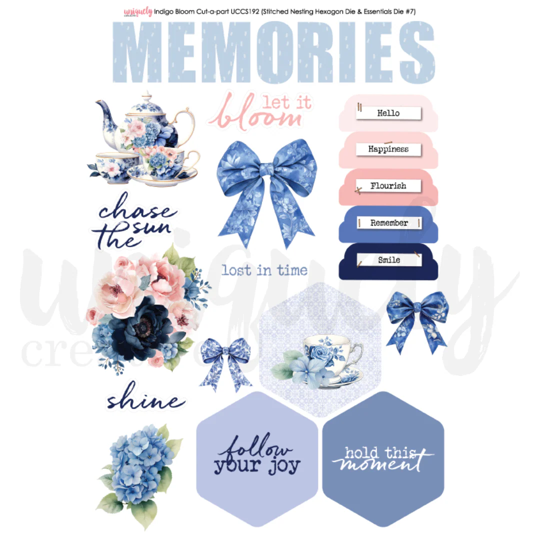 Uniquely Creative - Indigo Bloom - Cut-a-Part Sheet