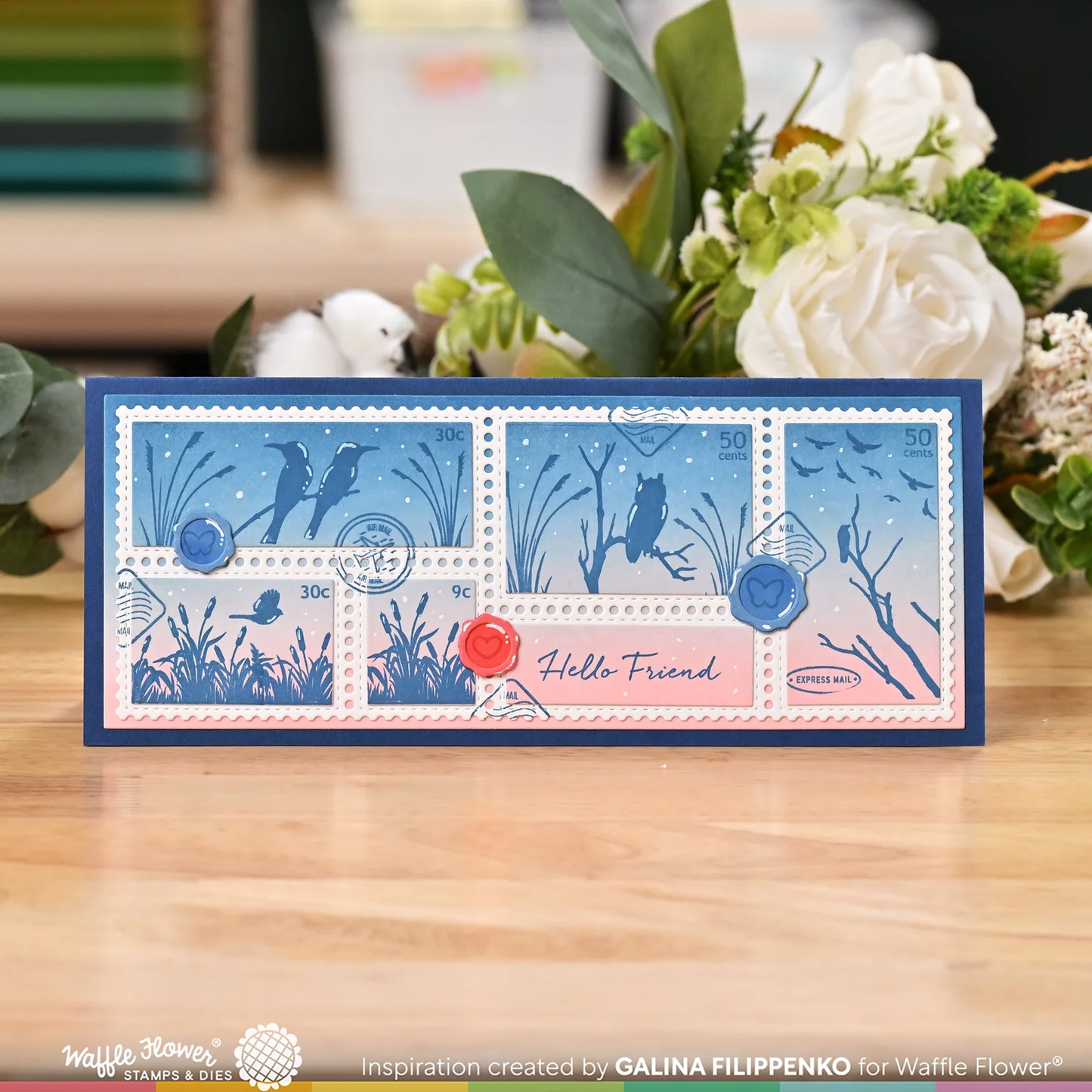 Waffle Flower - Postage Collage - Slimline Blocks Die