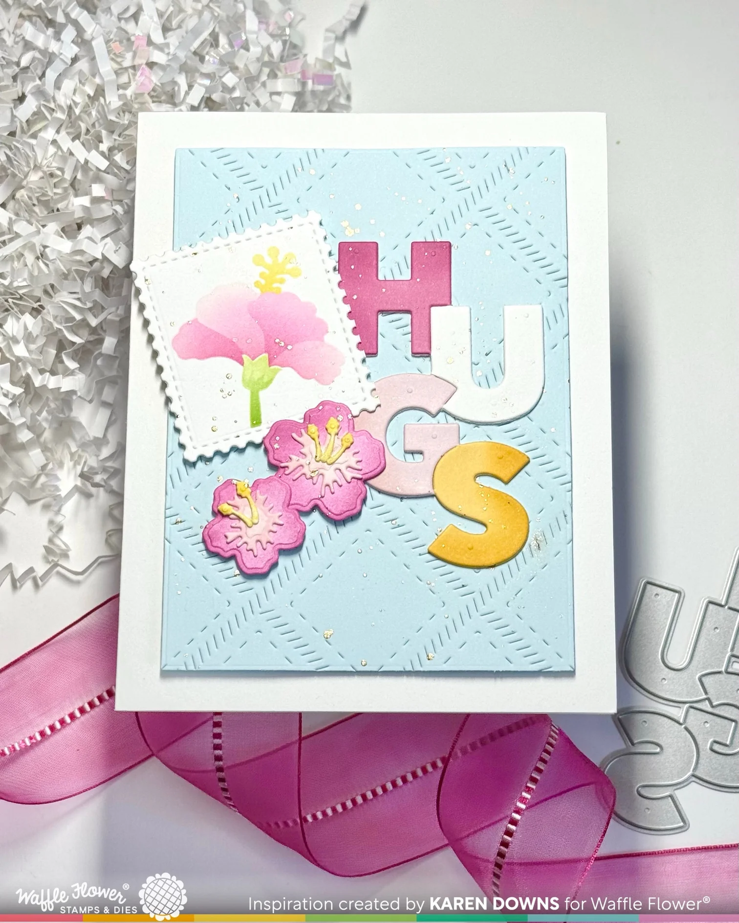 Waffle Flower - Overlapping Vertical Hugs Word Die