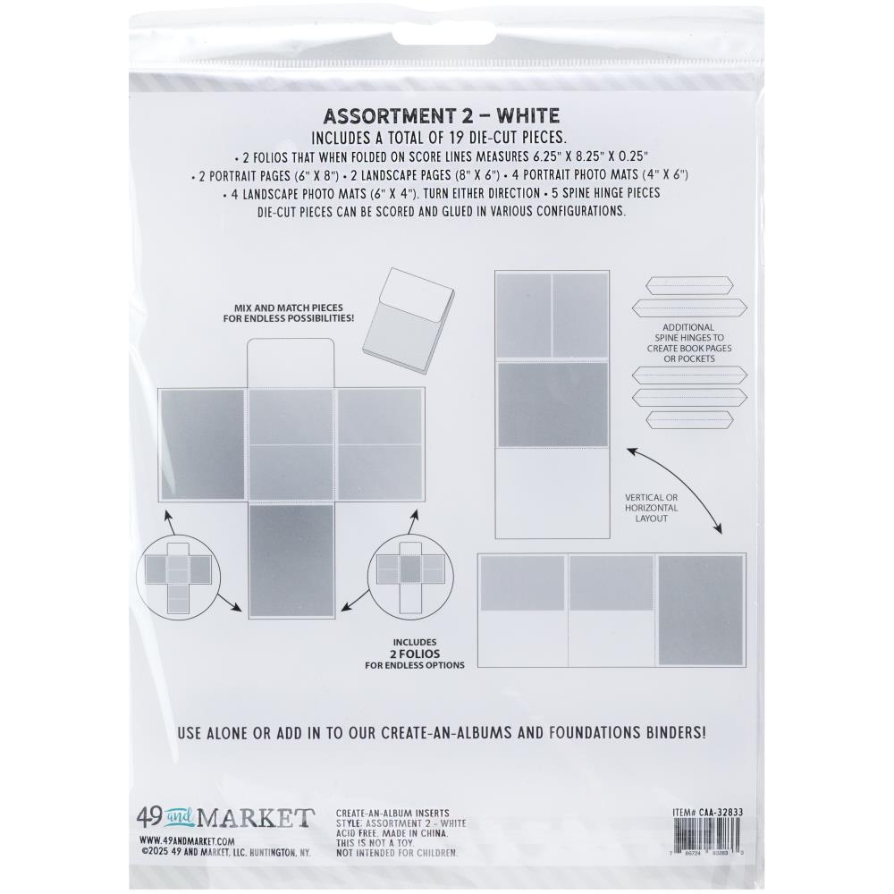 49 and Market - Create-An-Album Foundation Inserts - Assort 2: White