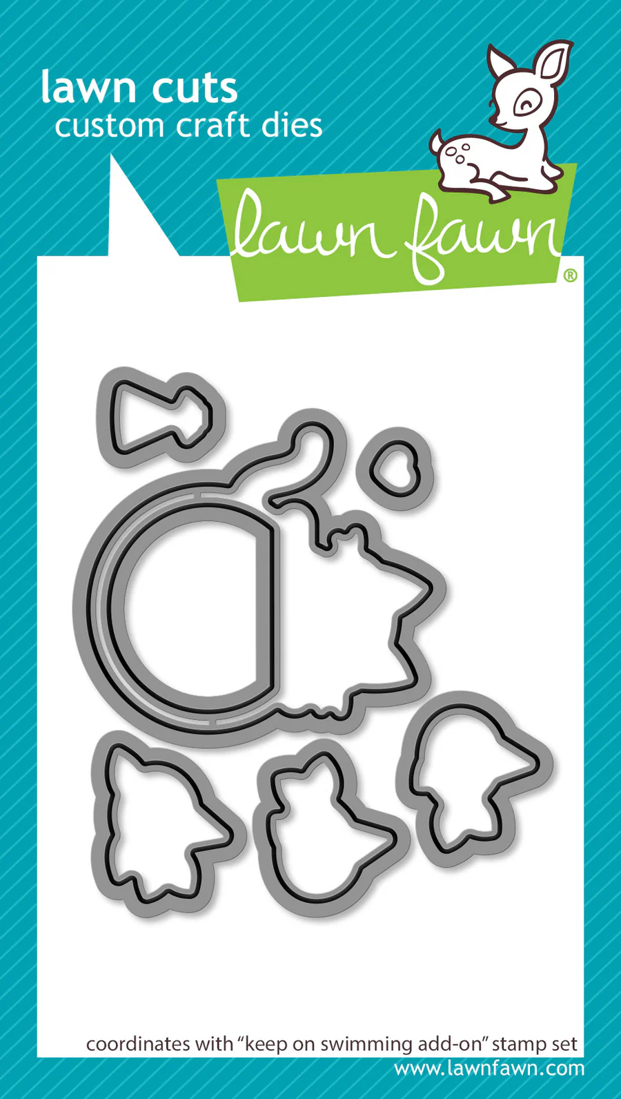 Lawn Fawn - Keep On Swimming Add-On Stamp, Die & Stencil Bundle