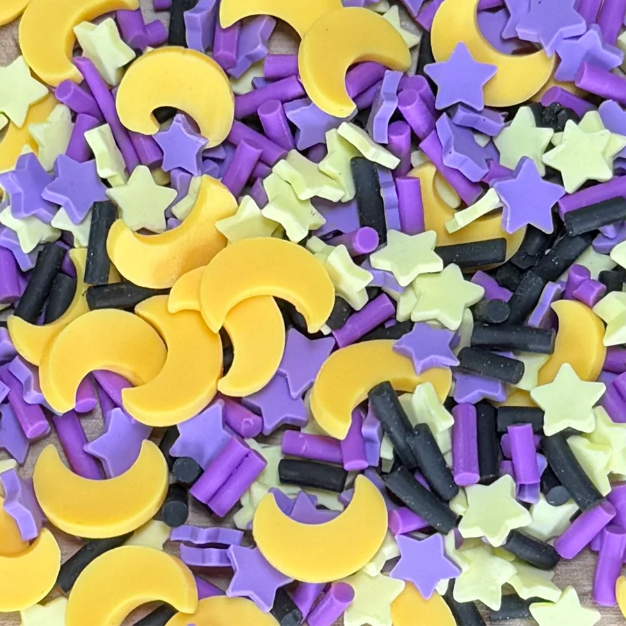 Lawn Fawn - Tiny Treasures - Halloween Moon and Star Clay Pieces