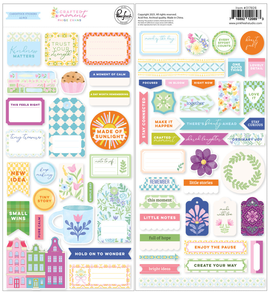 Pinkfresh - Crafted Moments - Cardstock Stickers by Paige Evans