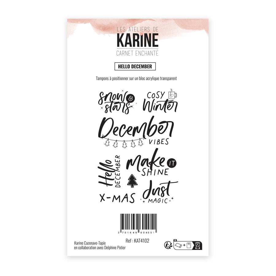 Les Ateliers de Karine - Carnet Enchante - Hello December Stamp Set