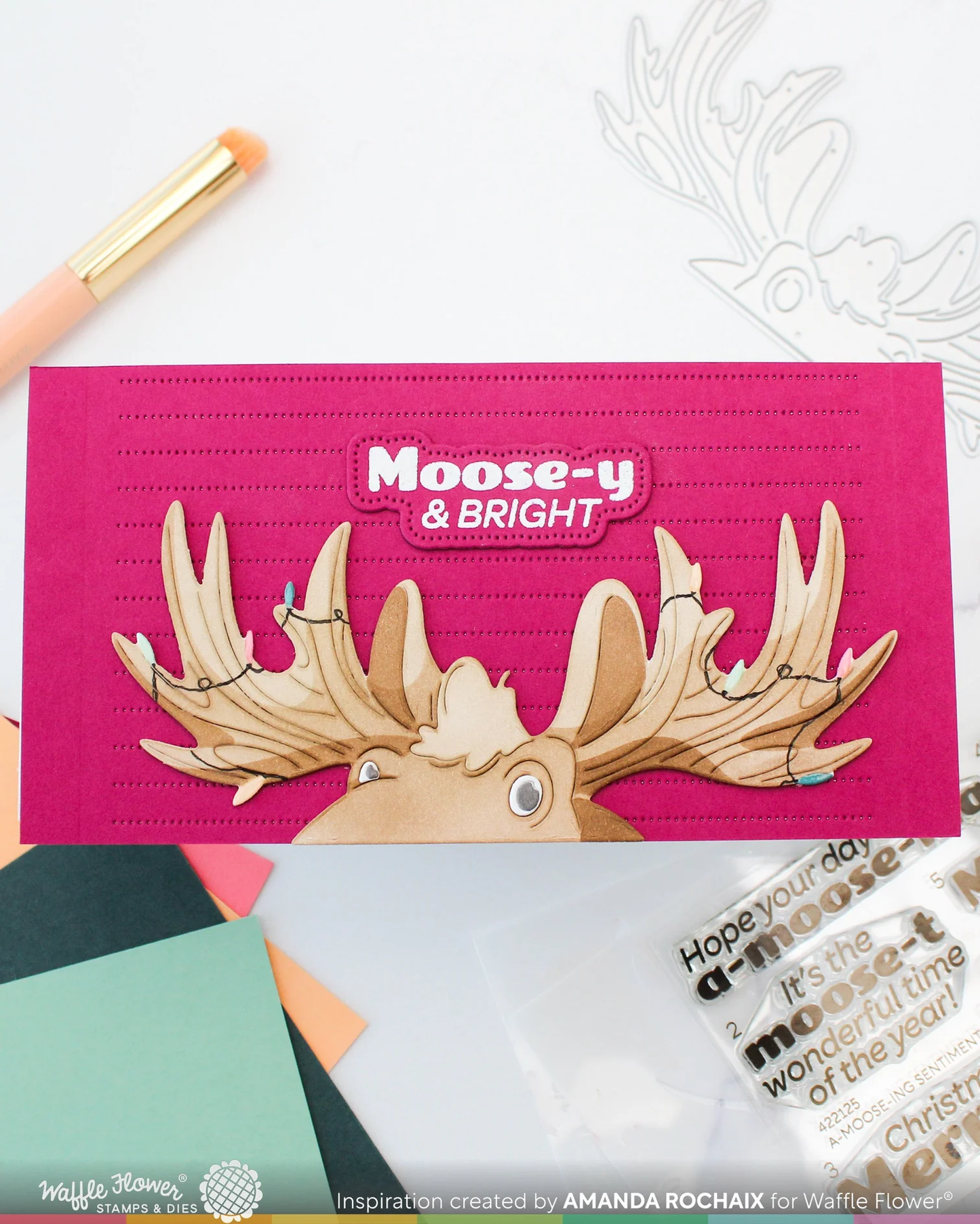 Waffle Flower - A-moose-ing Sentiments Stamp & Die Bundle