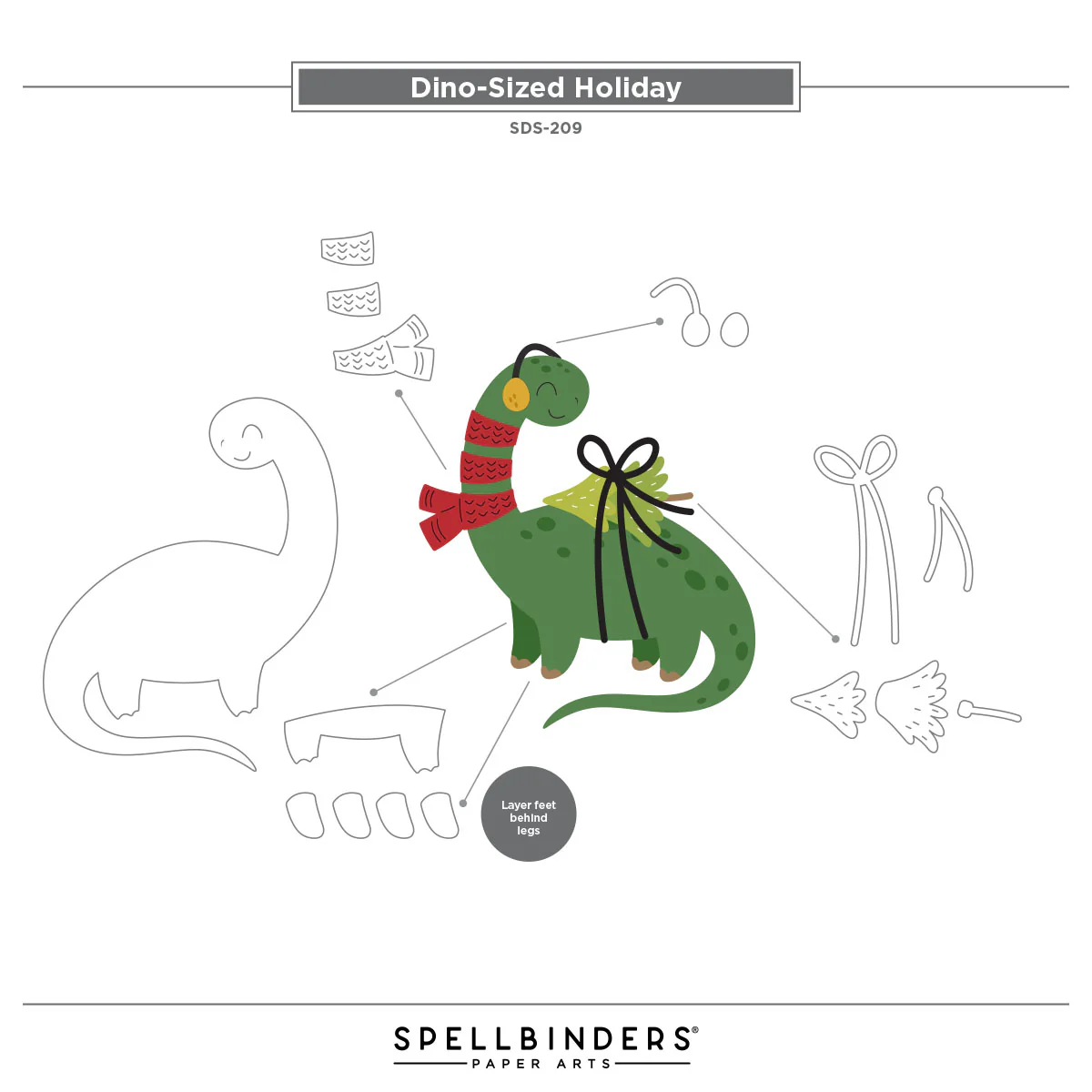 Spellbinders - INDEPENDENT EXCLUSIVE Dino-Sized Holiday Stamp & Die Bundle