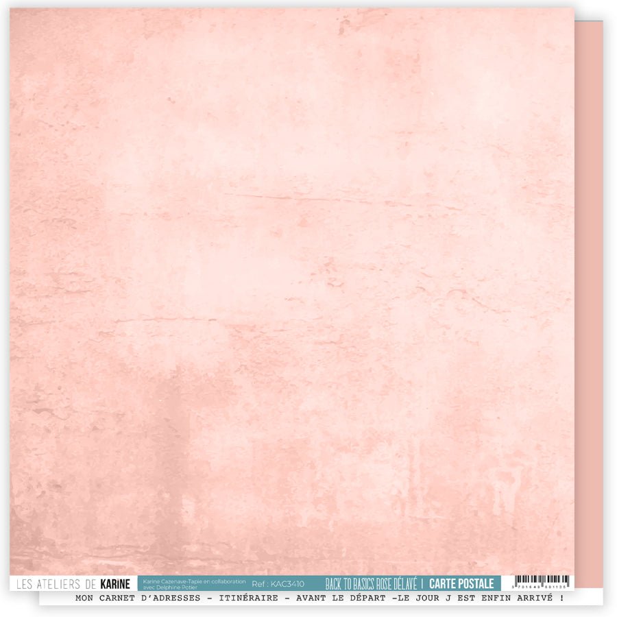 Les Ateliers de Karine - Carte Postale - Solid Cardstock: Waded Pink